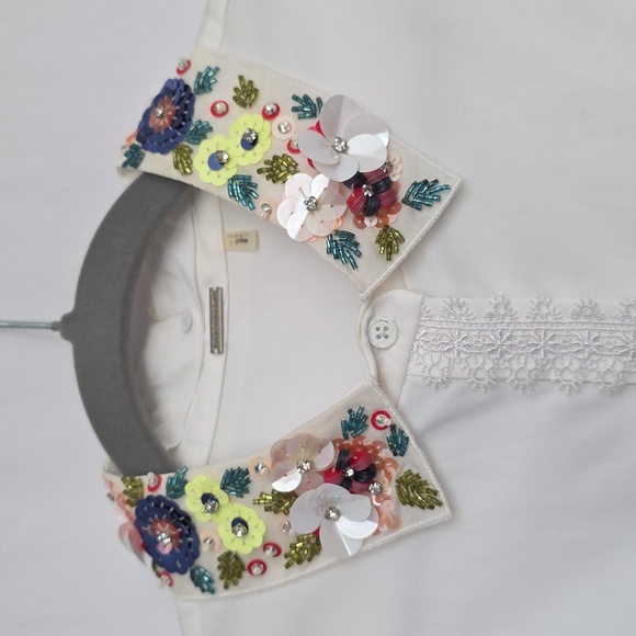 Elie Tahari White Dress w/Lace, Sequins, Rhinestones & Bead Accents. Size 2 - Picture 4 of 13